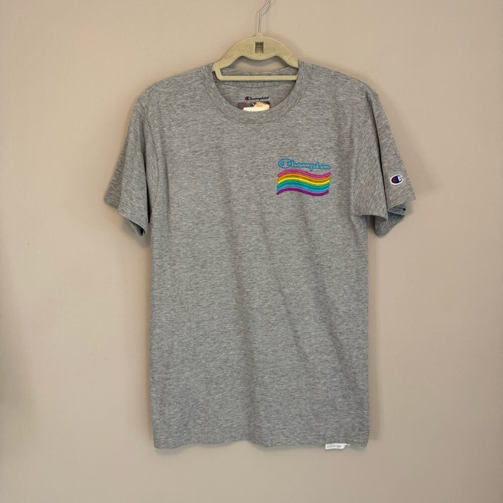 Champion Unisex Oxford Gray Short Sleeve Classic Graphic Pride Tshirt Size Small